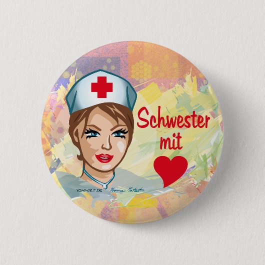 Button - Schwester mit Herz (Voorkant)