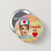 Button - Schwester mit Herz (Voorkant /achterkant)