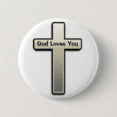Button Silver Cross God Loves You (Voorkant)