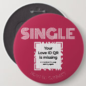 Button - "SINGLE" - RED - QR - GLAM Collectie (Voorkant /achterkant)