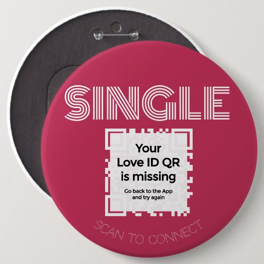Button - "SINGLE" - RED - QR - GLAM Collectie (Voorkant /achterkant)