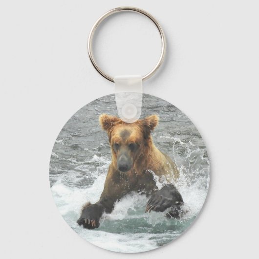 Button Sleutelhanger met grizzly beer (Voorkant)