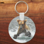 Button Sleutelhanger met grizzly beer (Voorkant)