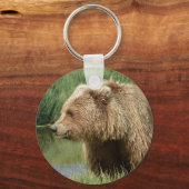 Button Sleutelhanger met grizzly beer (Voorkant)