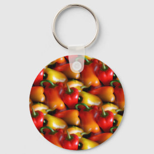 Button Sleutelhanger rode en gele paprika