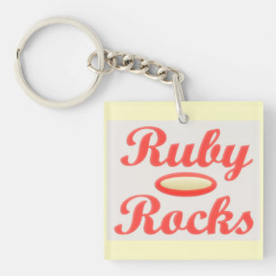 Button Sleutelhanger RUBY ROCKS RED EN CREAM