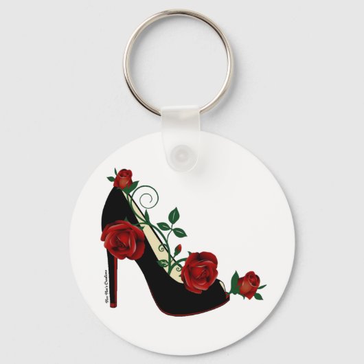 Button Sleutelhanger - Stiletto Roos (Voorkant)