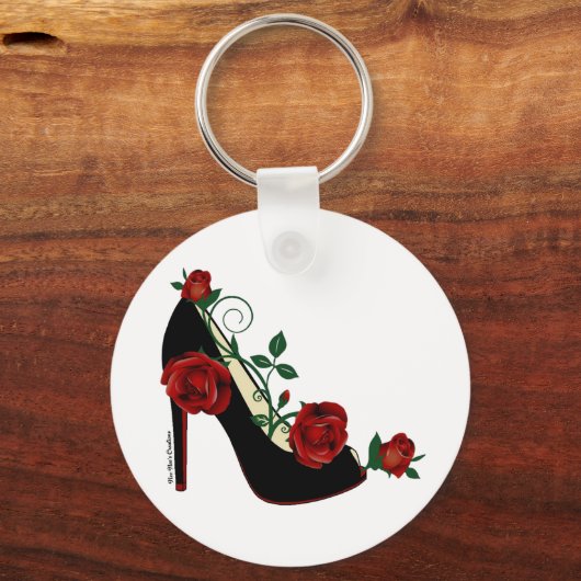Button Sleutelhanger - Stiletto Roos (Voorkant)
