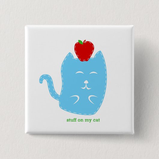 Button - spullen op mijn kat - kat met appel (Voorkant)