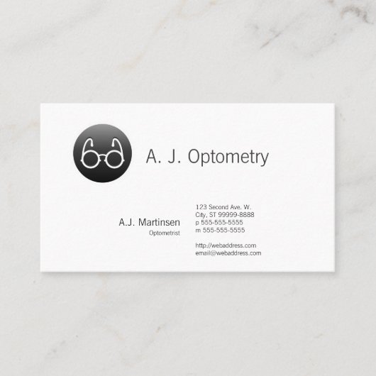 Button Style Old Fashioned Glasses Visitekaartje (Voorkant)