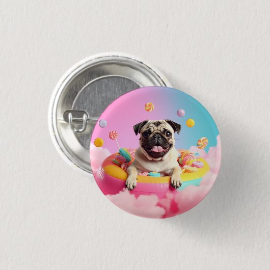 Button – Süßer glücklicher Mops (Voorkant /achterkant)