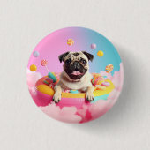 Button – Süßer glücklicher Mops  (Voorkant)