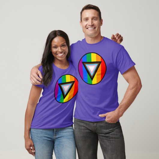 Button T-Shirt van Progress Pride-driehoek (Unisex)