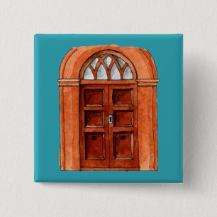 Button ter illustratie van kleurrijke deuren