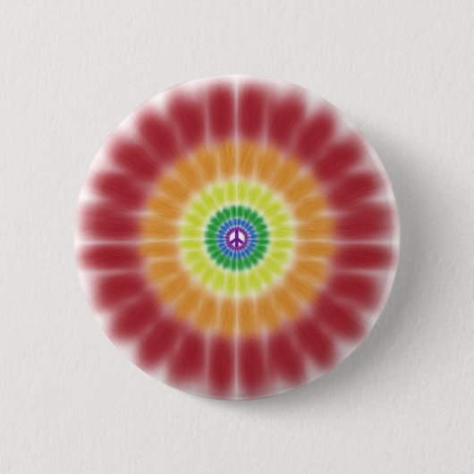 Button, Tie Dye Peace Sign Rainbow Explosion Ronde Button 5,7 Cm (Voorkant)