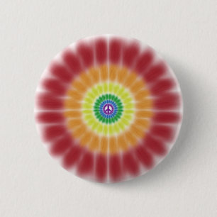 Button, Tie Dye Peace Sign Rainbow Explosion Ronde Button 5,7 Cm