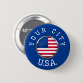 Button - USA gepersonaliseerd - Voeg uw plaatsnaam (Voorkant /achterkant)