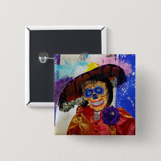 Button van Catrina Pin glimlachen (Voorkant /achterkant)