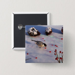 Button van Chickadee Winter