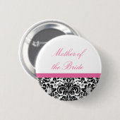 Button van Damask Wedding Party (Voorkant /achterkant)