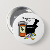Button van de apotheker met Mortar, Pestile Pills (Voorkant /achterkant)