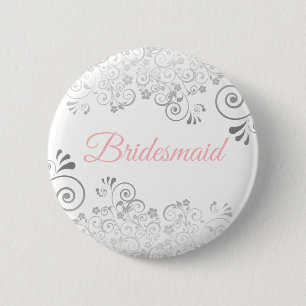 Button van de bruidbruid Pink & Grey