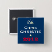 Button van de Campagne Chris CHRISTIE 2012 (Square (Voorkant /achterkant)