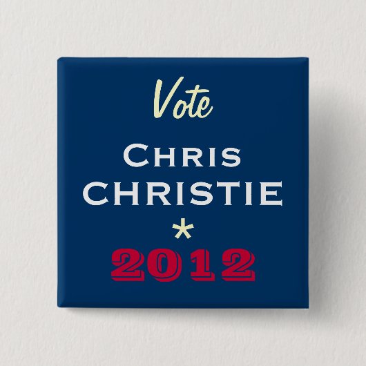 Button van de Campagne Chris CHRISTIE 2012 (Square (Voorkant)