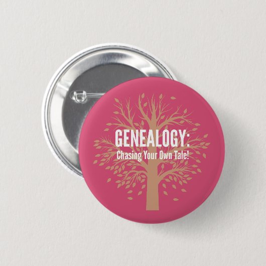 Button van de genealogie (roze) (Voorkant /achterkant)