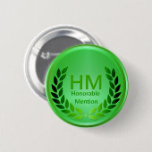 Button van de Groene Honorable Mention Award van l (Voorkant /achterkant)