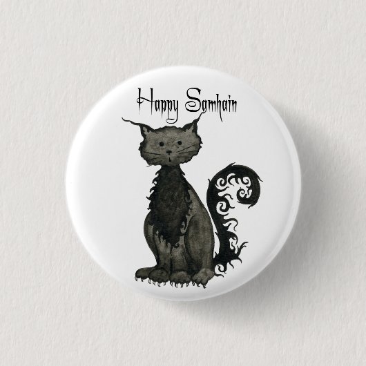 Button van de Kat van Samhain de Zwarte (Voorkant)