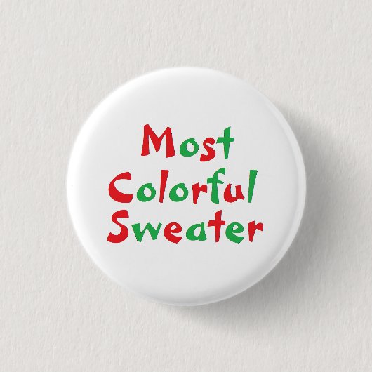 Button van de "Meest kleurige Sweater" Award (Voorkant)