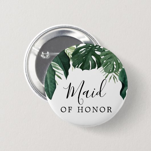Button van de Tropische Monstera Bridal Party - Ma (Voorkant /achterkant)