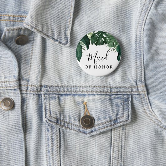 Button van de Tropische Monstera Bridal Party - Ma (In situ)