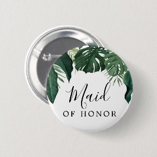 Button van de Tropische Monstera Bridal Party - Ma