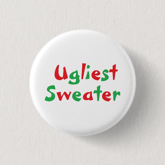 Button van de "Ugliest Sweater" Award (Voorkant)