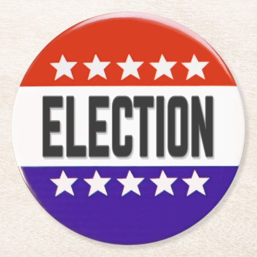 Button van de verkiezingen ronde kartonnen onderzetter (Voorkant)