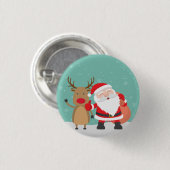 Button van de zeer korte kerstman en de rendieren (Voorkant /achterkant)