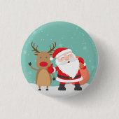 Button van de zeer korte kerstman en de rendieren (Voorkant)