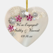 Button van Faux Pearl en Pink Diamond Verloving Keramisch Ornament (Voorkant)