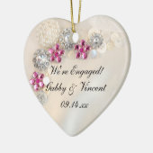 Button van Faux Pearl en Pink Diamond Verloving Keramisch Ornament (Links)