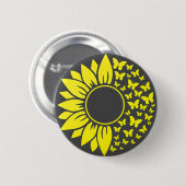 Button van geel en zwart zonnebloem (Voorkant /achterkant)