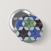 Button van groene en blauwe mozaïekstaren (Voorkant /achterkant)
