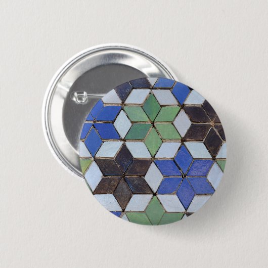 Button van groene en blauwe mozaïekstaren (Voorkant /achterkant)