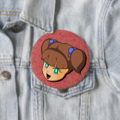 Button van het Meisje van Manga de Bruine (In situ)