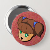 Button van het Meisje van Manga de Bruine (Voorkant /achterkant)