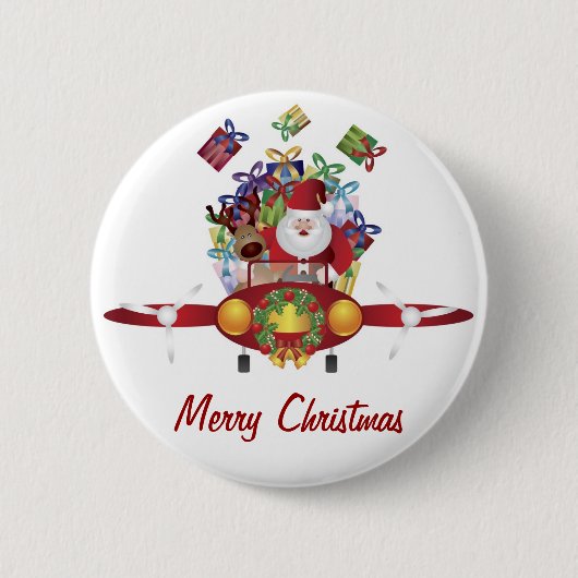 Button van het Santa Flying Airplane (Voorkant)