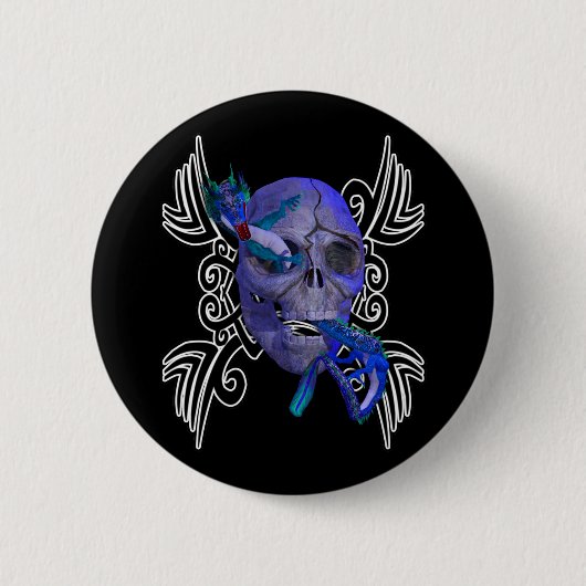 Button van het Tattoo van de schedel en de draak (Voorkant)
