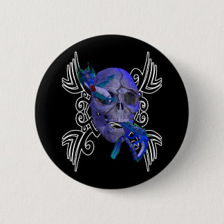 Button van het Tattoo van de schedel en de draak