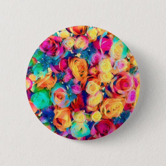 Button van kleurrijke Rozen Bouquet Flowers (Voorkant)